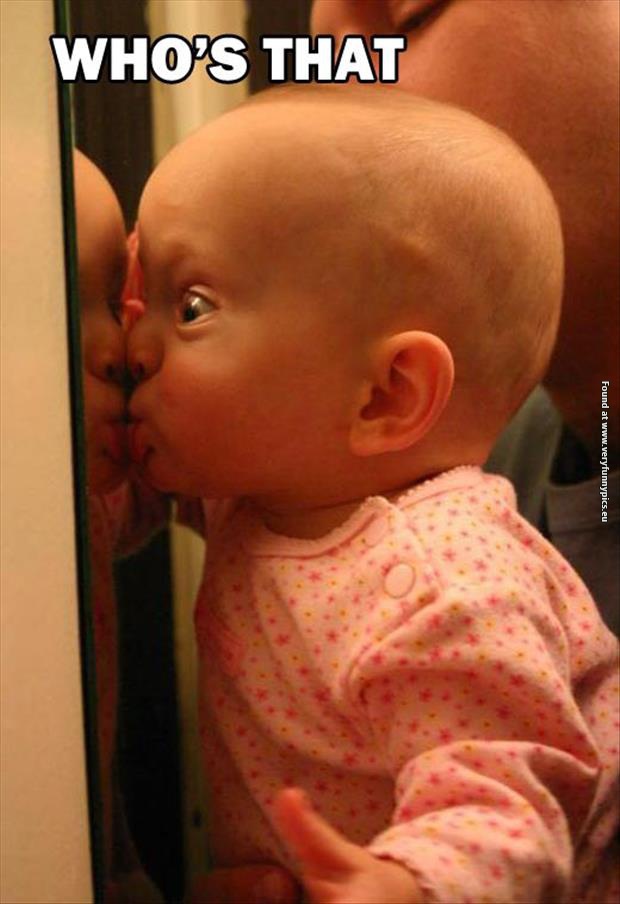 funny pictures baby reflection whos that