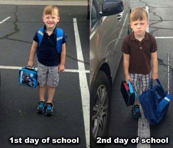funny pictures first day of school second day of school