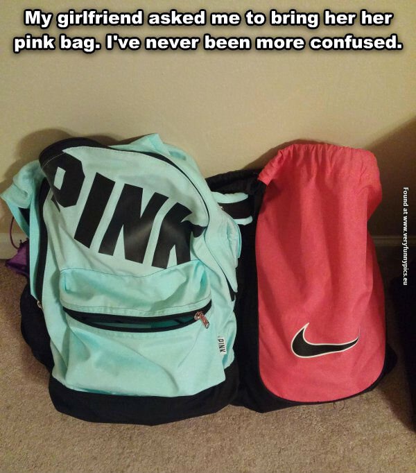 funny pictures pink bag to girlfriend