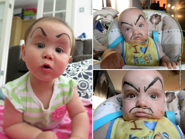 funny pictures babies with eybrows drawn on them 02