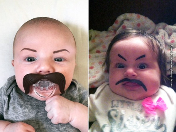 funny pictures babies with eybrows drawn on them 03
