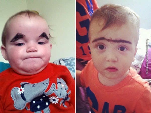 funny pictures babies with eybrows drawn on them 04