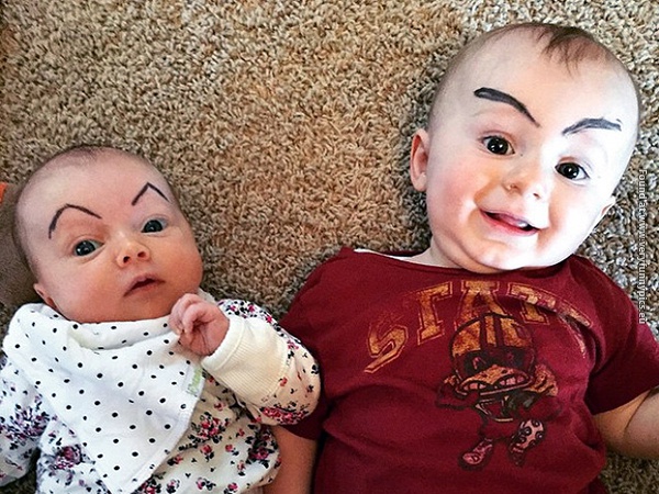 funny pictures babies with eybrows drawn on them 05