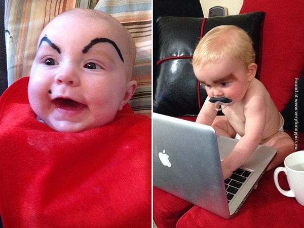 funny pictures babies with eybrows drawn on them 07