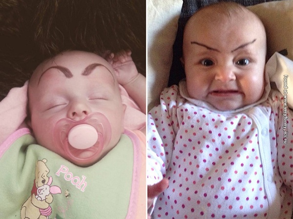 funny pictures babies with eybrows drawn on them 11