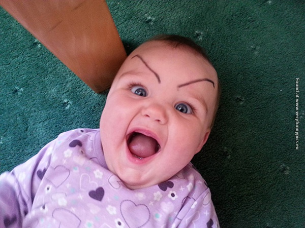 funny pictures babies with eybrows drawn on them 12