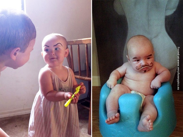 funny pictures babies with eybrows drawn on them 14