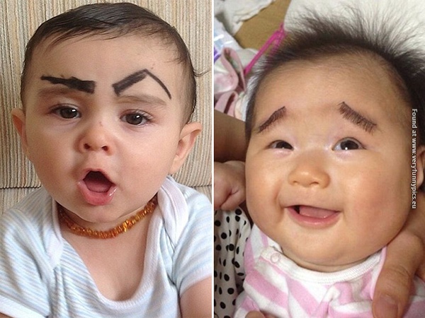 funny pictures babies with eybrows drawn on them 15