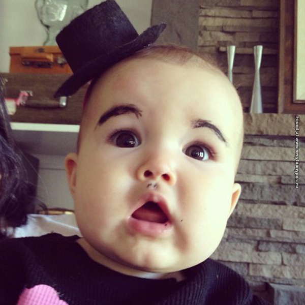 funny pictures babies with eybrows drawn on them 17