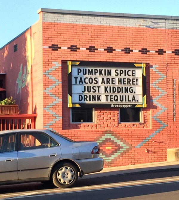funny pictures bar sign pumpkin spice
