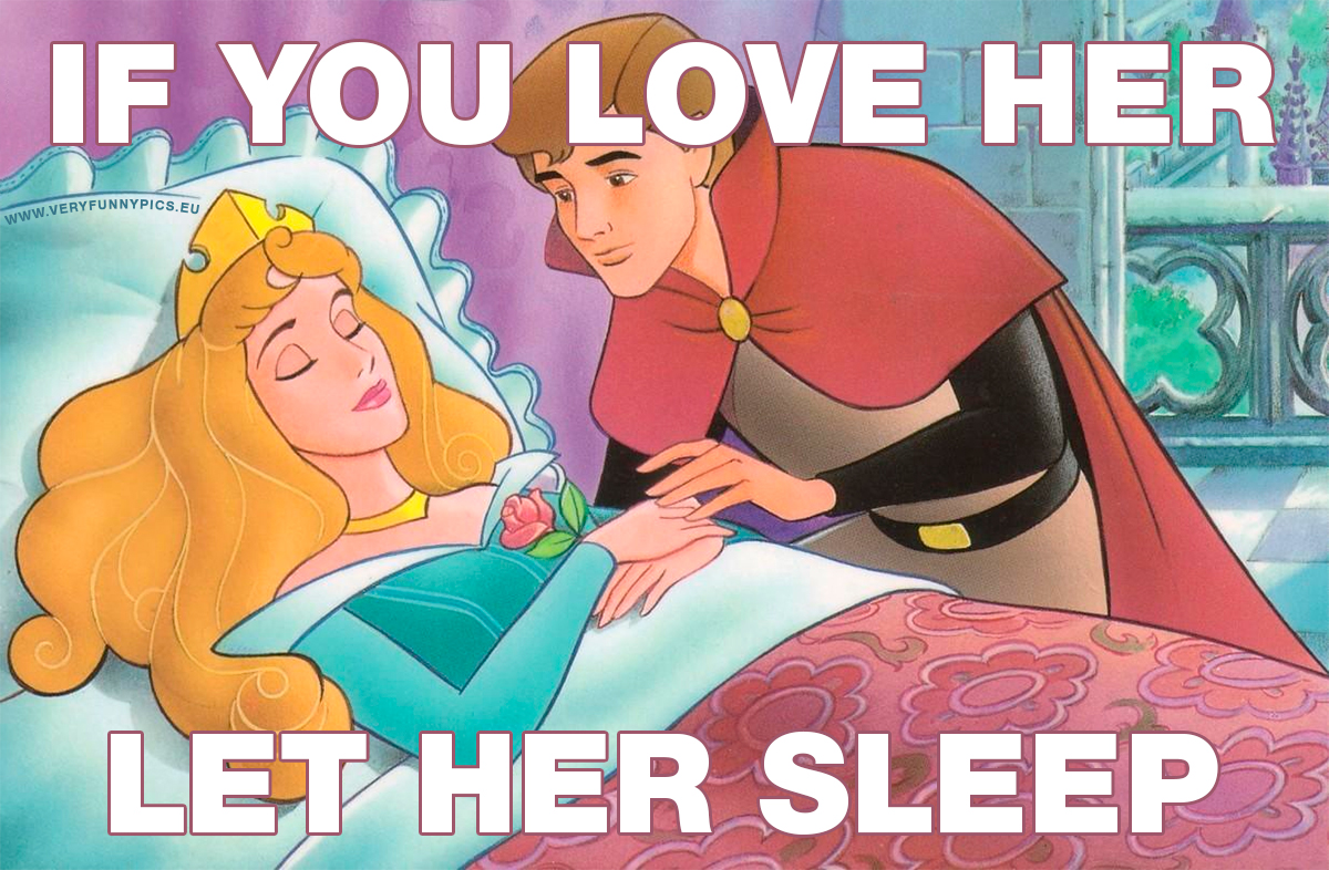 Funny quote about Sleeping Beauty - If you love her, let her sleep