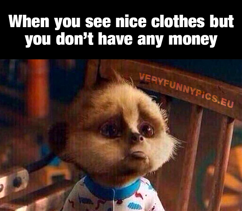 Sad cartoon figure - When you see nice clothes but you don't have any money