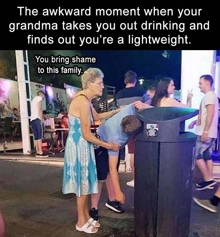 Older lady helps younger man - When grandma takes you drinking