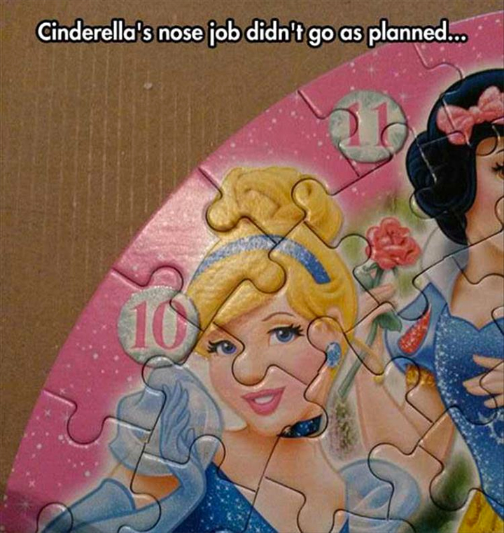Cinderella Puzzle - Cinderella's nose job didn't go as planned
