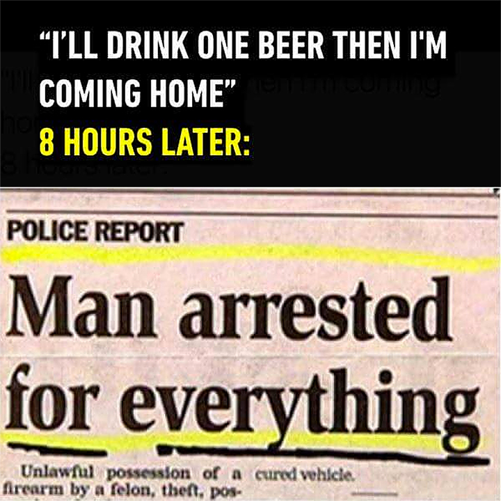 Newspaper clip: "Man arrested for everything"