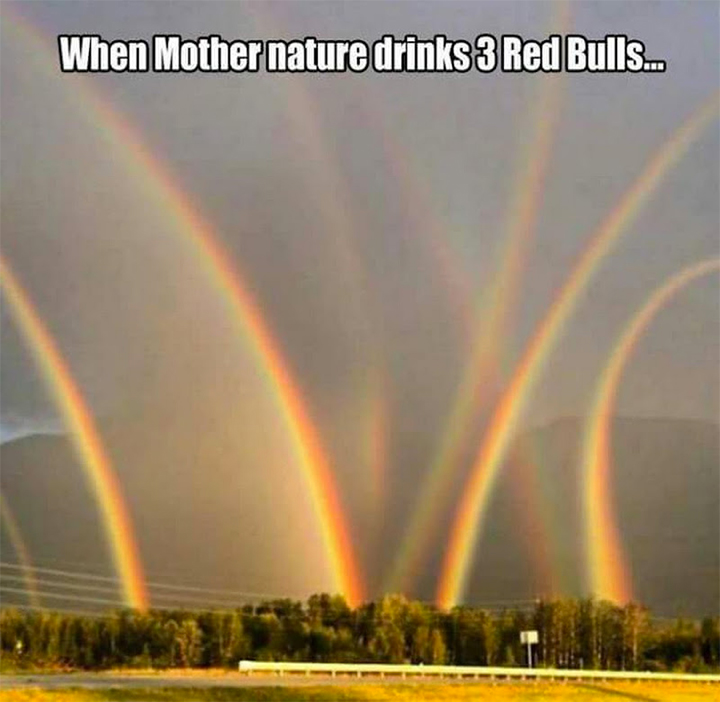 Multiple rainbows - When mother nature drinks 2 Red Bull