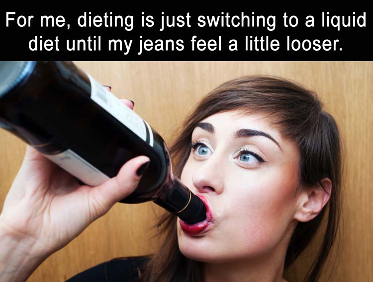 Woman drinking wine - Liquid diet
