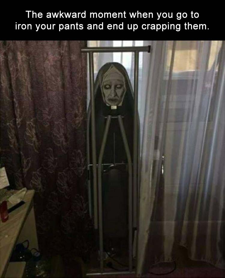 Scary sticker on ironing board